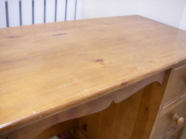 Image 1 of Solid pine desk with six drawers