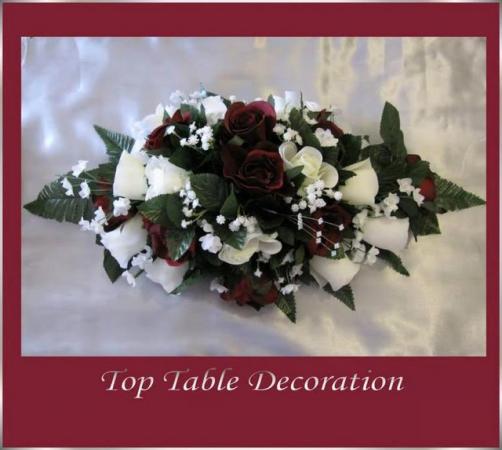 Image 1 of 1 Burgundy & Ivory Rose Joanna Top Table