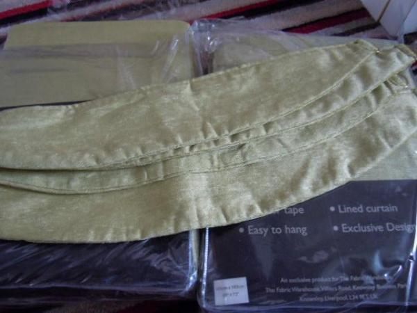 Image 3 of Curtains + 4 Tie Backs- Apple Green NEW