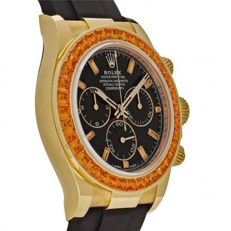 Image 3 of Rolex Daytona Yellow Orange sapphire Bezel Black Diamond