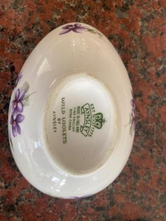 Image 2 of Aynsley wild violets fine English bone china egg shaped dish