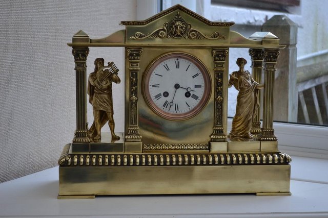 Image 2 of 19th Century solid brass mantle clock