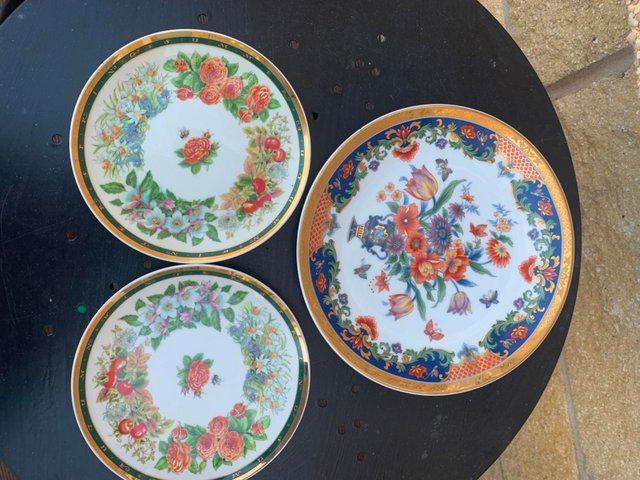 Preview of the first image of Three decorative wall plates, pretty china.