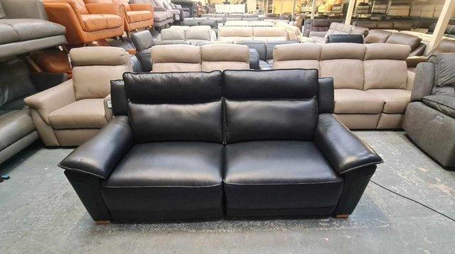 Image 12 of Dune black leather electric recliner 3 seater sofa