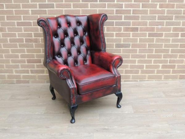 Image 5 of Queen Anne Chesterfield Ox Blood Armchair (UK Delivery)