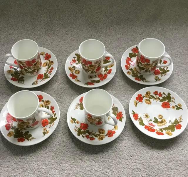 Preview of the first image of Elizabethan Meadow flower Bone China Coffee Cups & Saucers.