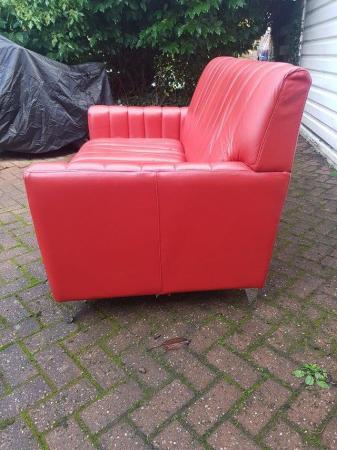 Image 3 of red leather retro vintage style sofa