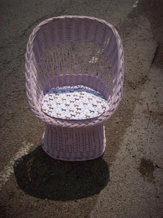 Image 2 of Vintage Pink Painted Wicker Chair / Bedroom Chair upcycled.