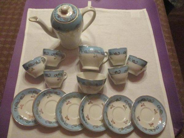 Image 1 of Barratt's Delphatic Blue & White complete Coffee Set