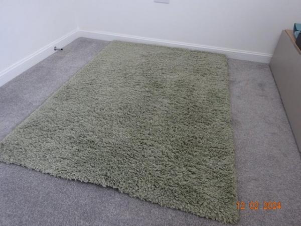 Image 1 of Large cosy green rug in very good condition
