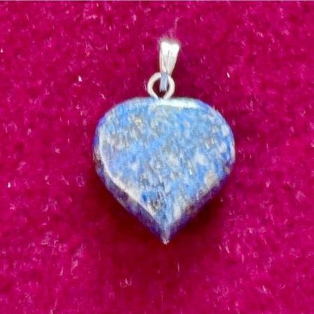 Image 2 of New Blue Lapis Lazuli Puff Heart Love Crystal Pendant Healin