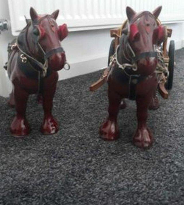 Preview of the first image of Two carmen england shire horses and cart.