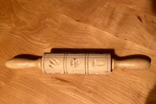Image 1 of Mid century American hand carved rolling pin.