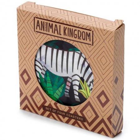 Image 1 of Set of 4 Cork Novelty Coasters - Animal Kingdom.