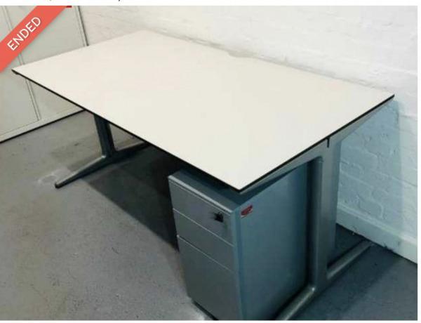 Preview of the first image of Ahrend Modern Rectangular Desk, Metal Frame, Light Grey, W16.