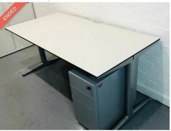 Image 1 of Ahrend Modern Rectangular Desk, Metal Frame, Light Grey, W16