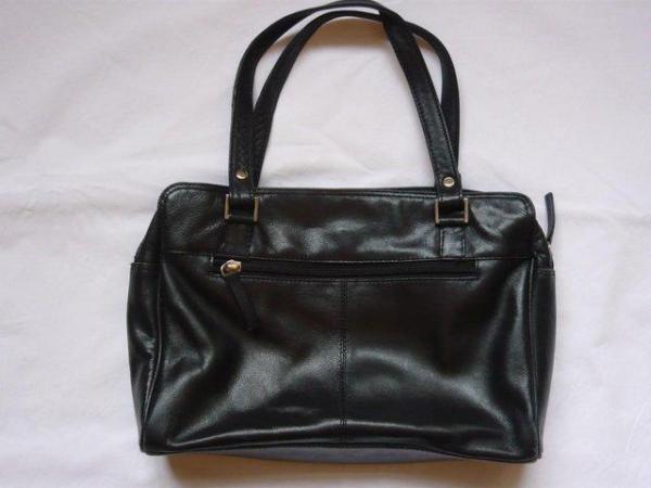 Image 3 of Handbag - black leather with fabric lining
