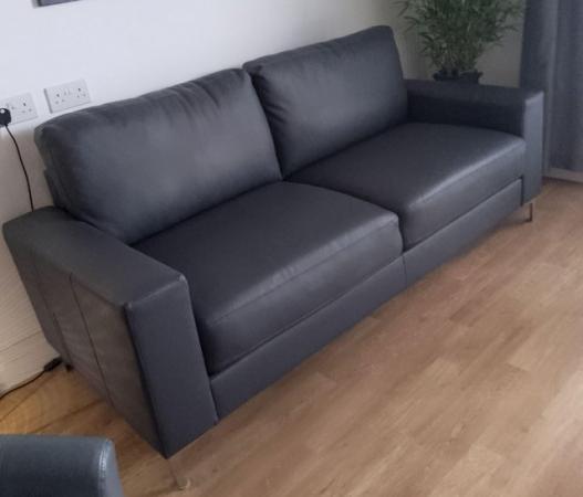 Image 3 of Dark Grey Faux Leather Sofa