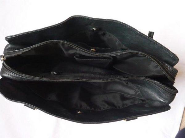 Image 2 of Handbag - black leather with fabric lining