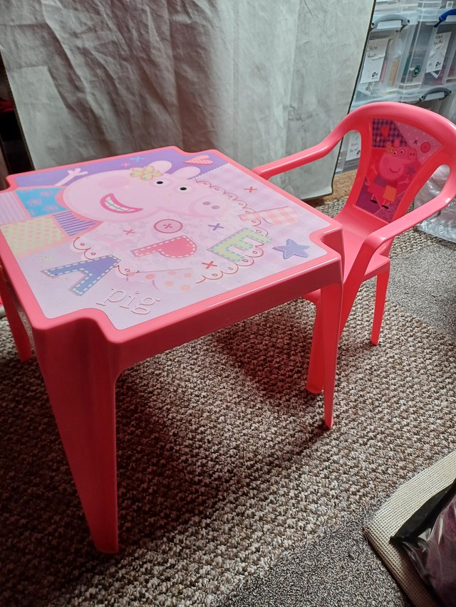 Preview of the first image of Childs Pepper Pig table and chair.