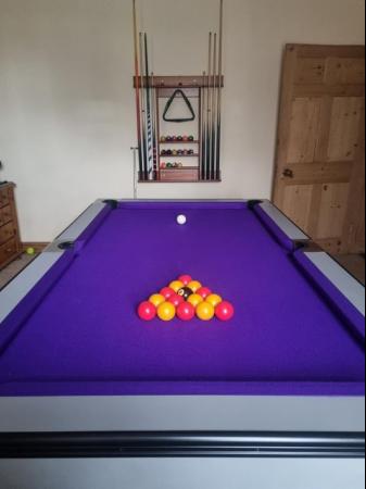 Image 1 of Pool Table With Cover, Cues and Rack, Chalks and Tips