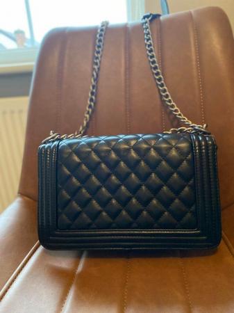 Image 3 of Black Faux Leather Handbag With Chain Strap