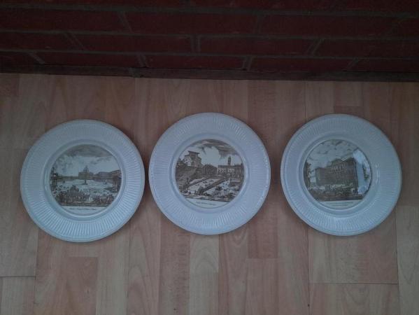 Image 1 of X3 Wedgwood plates. Piranesi plates with pictures from Italy