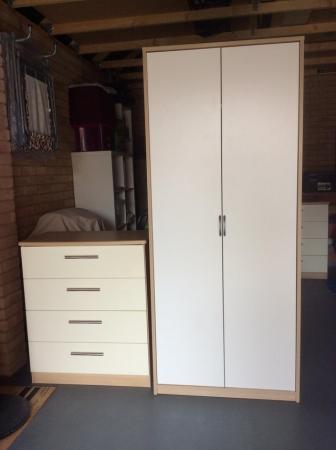 Image 1 of Bedroom furniture. Wardrobe and 2x chest of drawers