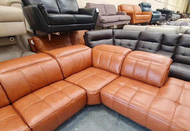Image 13 of Packham Metz caramel leather electric recliner corner sofa