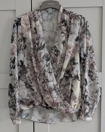 Image 1 of NEW H&M Top Floral Wrap/Crossover Blouse