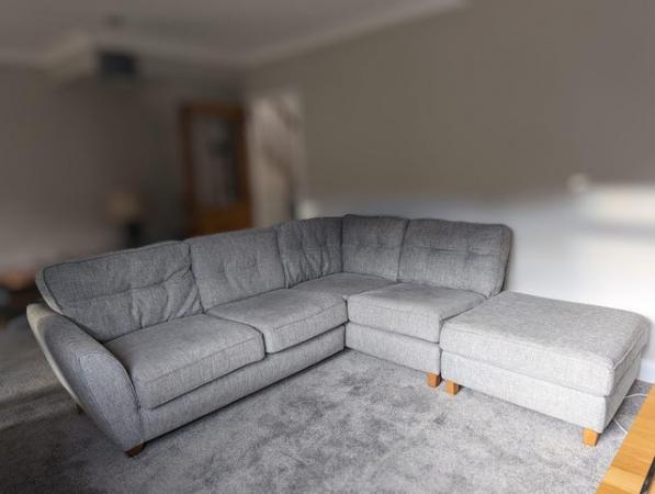 Image 2 of Large grey corner sofa with footstool