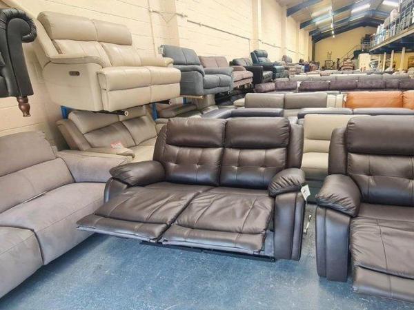 Image 7 of La-z-boy El Paso brown leather recliner 3+2 seater sofas