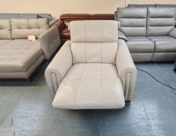 Image 11 of Alessio light grey/cream electric recliner armchair