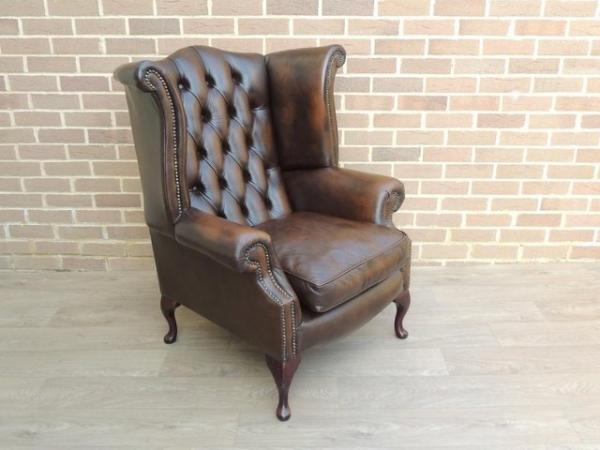 Image 5 of Chesterfield Luxury Brown Wingback Armchair (UK Delivery)
