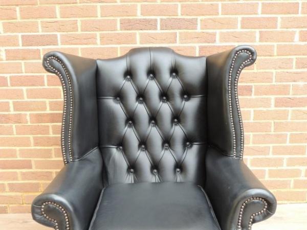 Image 4 of Chesterfield Black Queen Anne Armchair (UK Delivery)