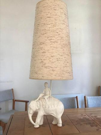 Image 1 of Elephant table lamp with tall shade