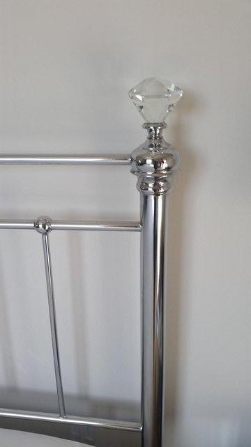 Preview of the first image of Kingsize headboard, chrome with crystal effect finial.