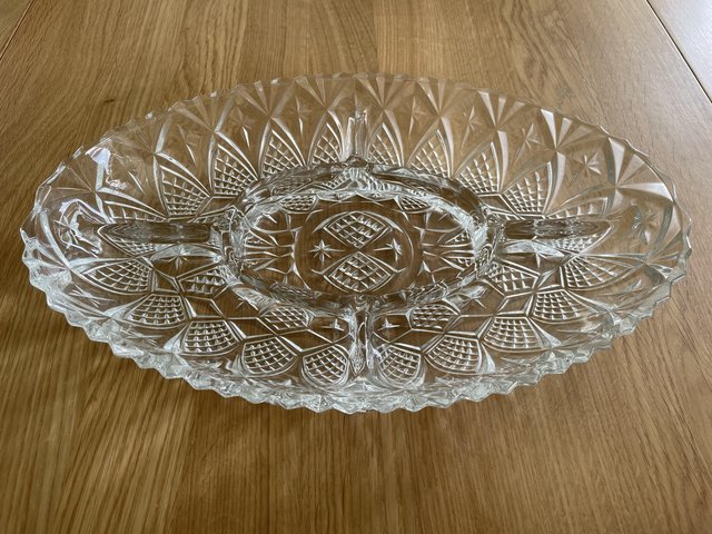 Preview of the first image of Beautiful Glass Oval Serving Dish -FREE!.
