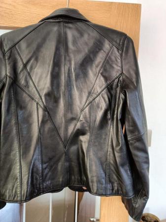 Image 3 of Ladies Black Leather Jacket size 12
