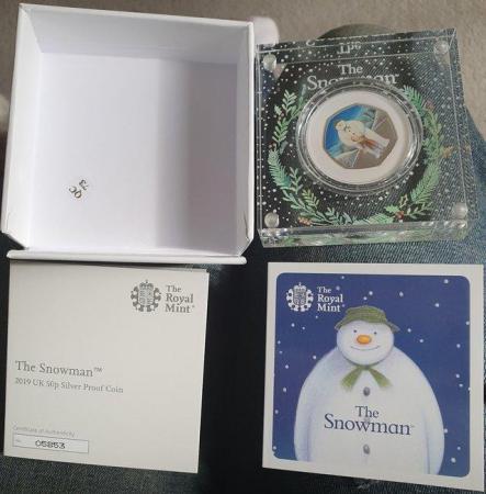 Image 1 of R.Mint R.Briggs The Snowman Silver Proof coloured 50p