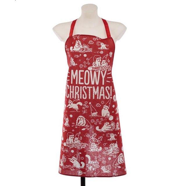 Preview of the first image of Meowy Christmas Simon's Poly Cotton Apron. Free uk postage.