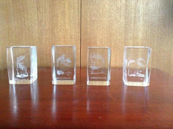 Image 2 of COLLECTION OF CRYSTAL LASER ART ETCHED BLOCK PAPERWEIGHTS