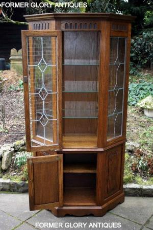 Image 68 of OLD CHARM LIGHT OAK CANTED CHINA DISPLAY CABINET STAND UNIT