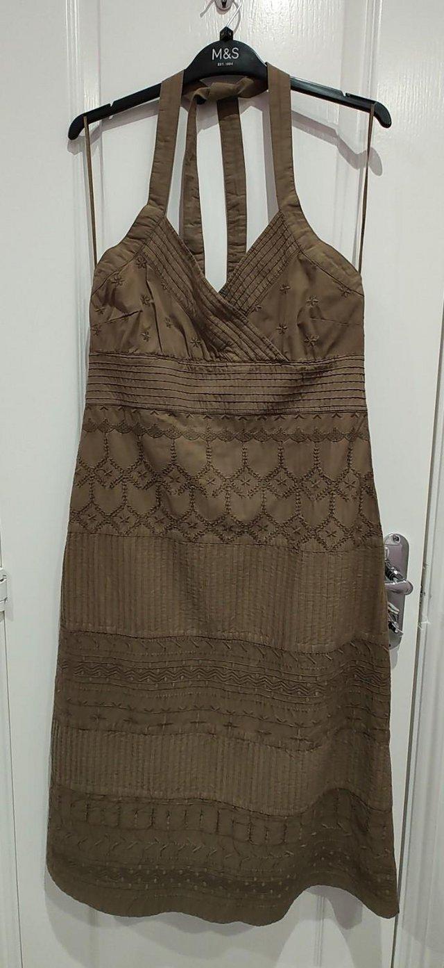 Preview of the first image of New NEXT Brown Halter Dress Size 12.