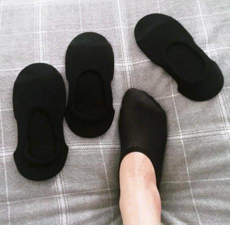 Image 3 of 3 Pairs No Visible Breathable Black Socks | 2-5 UKSize | New