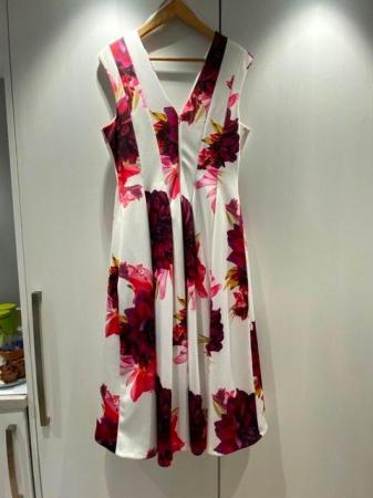 Image 1 of Coast multicoloured sleeveless dress, side pockets. Size 14