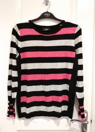 Image 3 of New Wallis Multicoloured Knit Jumper Size 12 Black Pink Grey