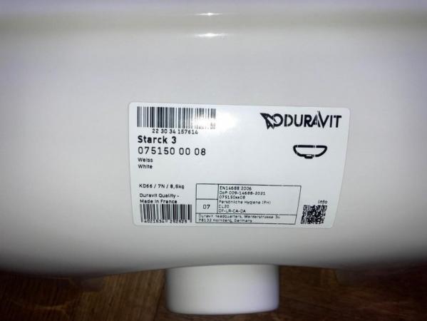 Image 4 of Duravit Starck 3 handrinse basin. Model No 075150