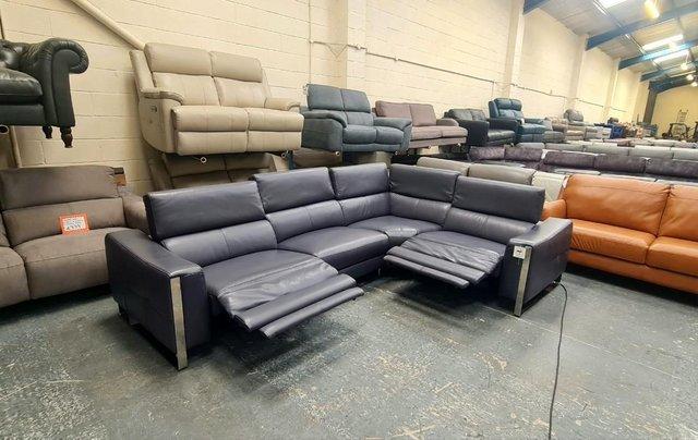 Image 14 of Torres blue leather electric recliner corner sofa