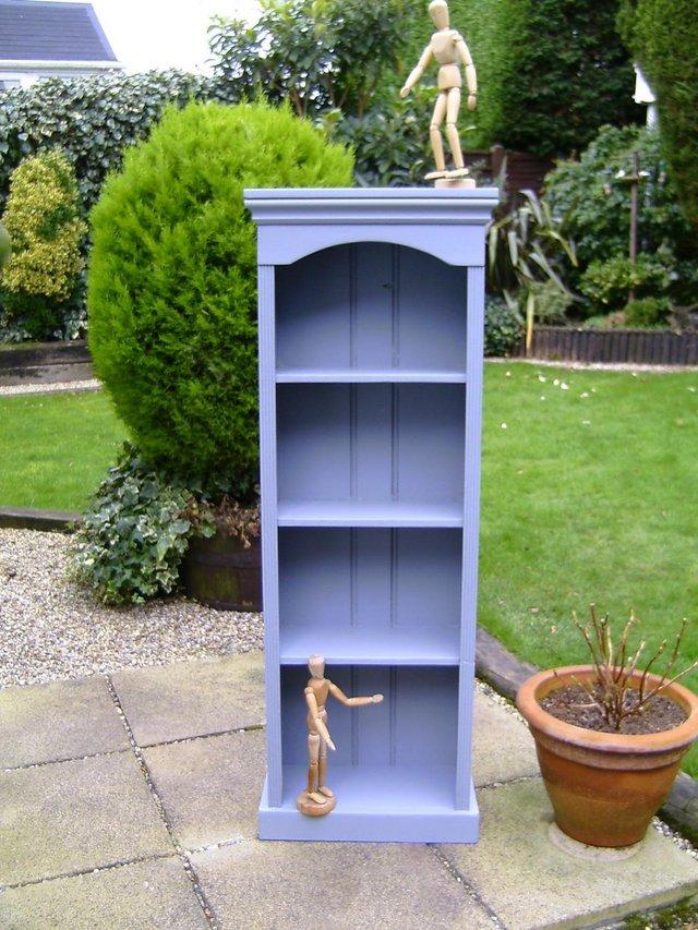 Preview of the first image of Pine bookcase in grey eggshell.